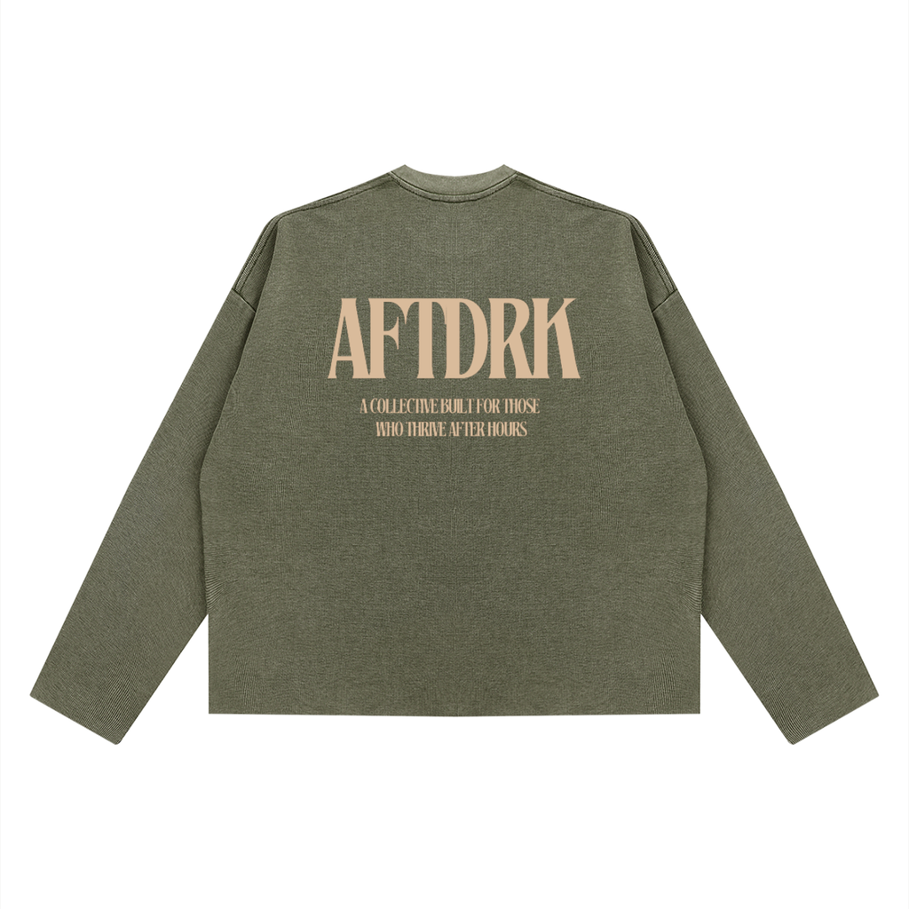 AFTDRK WAFFLE LONG SLEEVE - ARMY GREEN