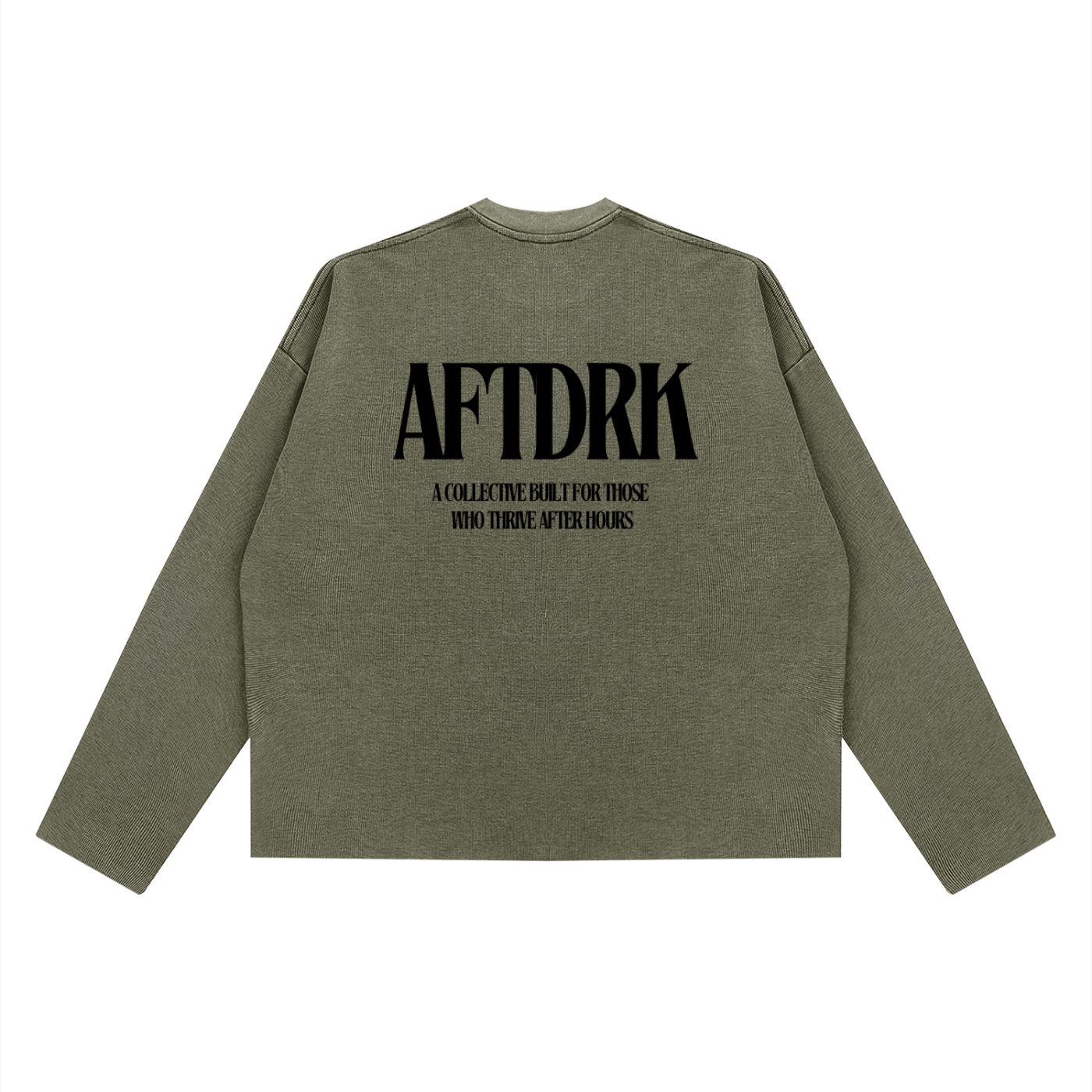 AFTDRK WAFFLE LONG SLEEVE - ARMY GREEN