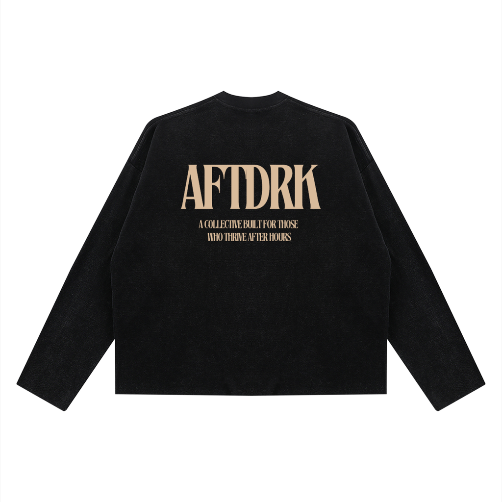 AFTDRK WAFFLE LONG SLEEVE - BLACK