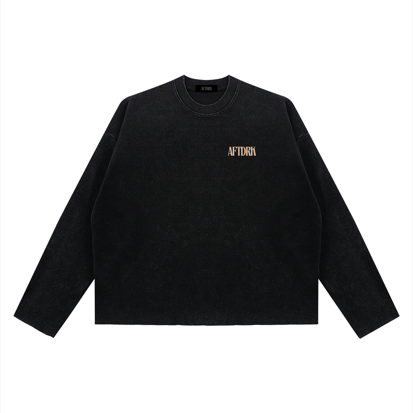 AFTDRK WAFFLE LONG SLEEVE - BLACK